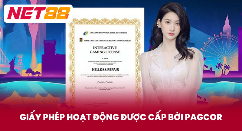 Giấy Phép Hoạt Động được cấp bởi PAGCOR